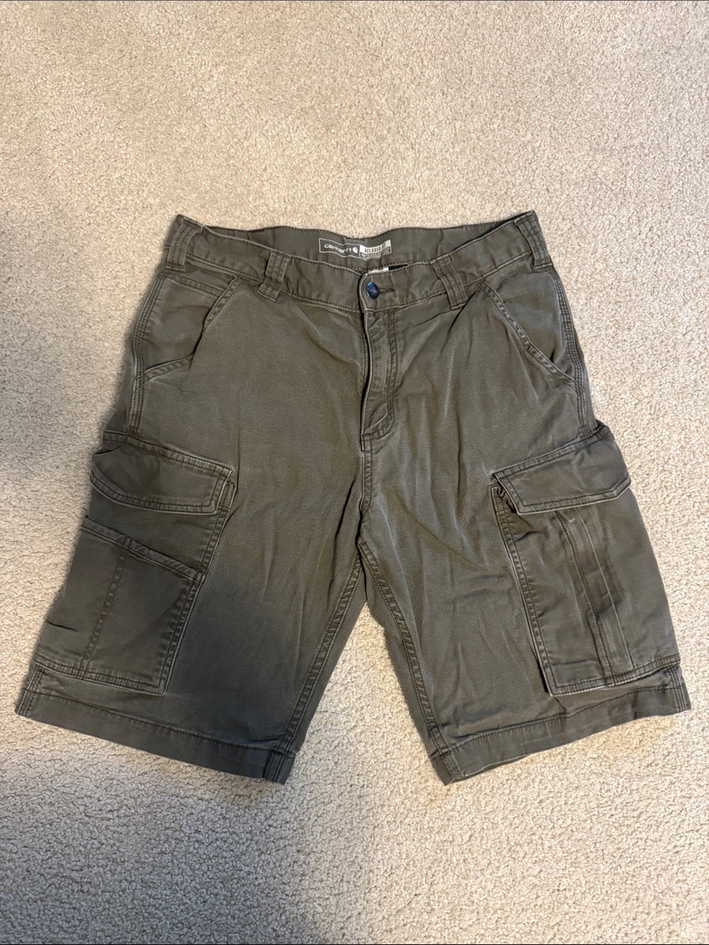 Carhartt Olive Green Cargo Shorts with Utility Pockets 32